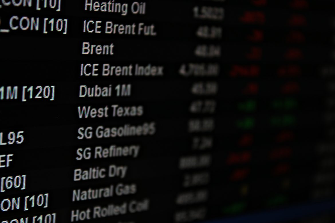 Business or finance background : Display of energy future or oil future market data on monitor, energy future or oil future market chart