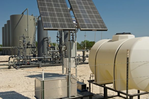Conocophillips Solar Energy Panels in the oilfield
