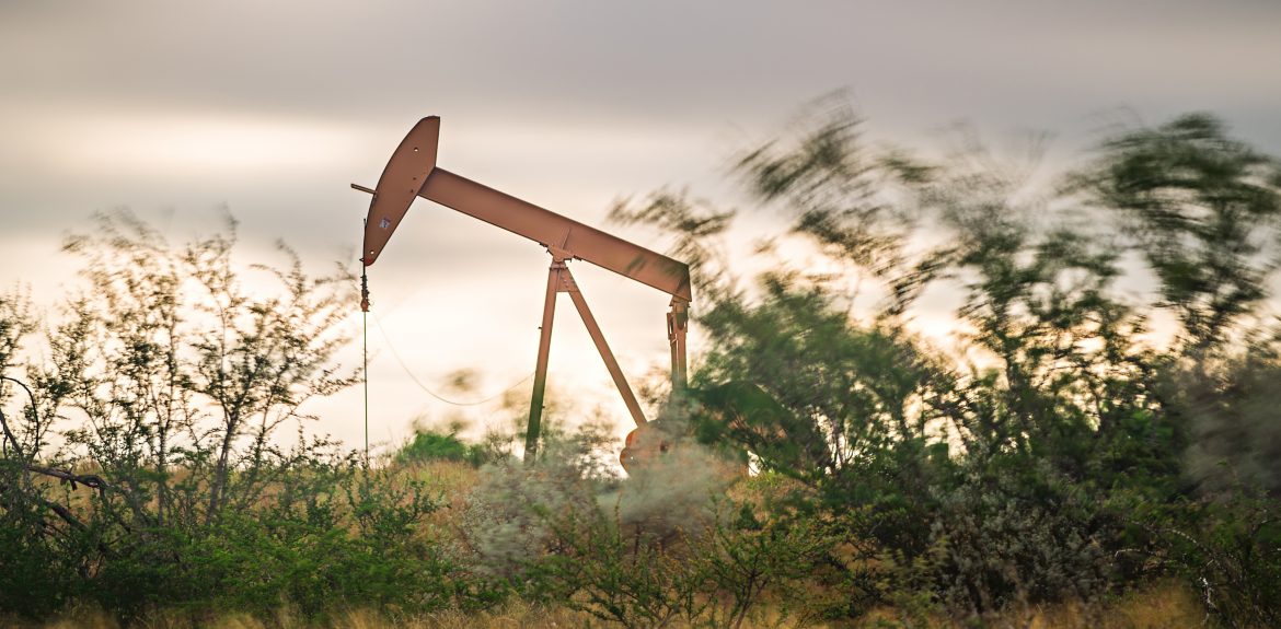 Oil and gas well fracking equipment in the field