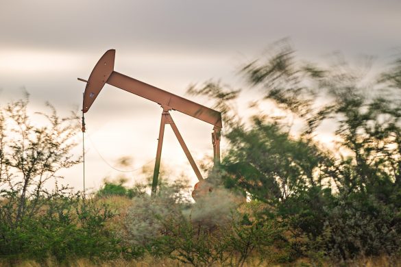 Oil and gas well fracking equipment in the field