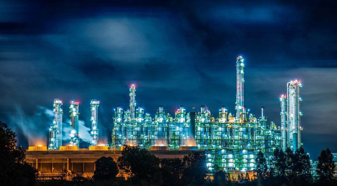 Refinery plant at night
